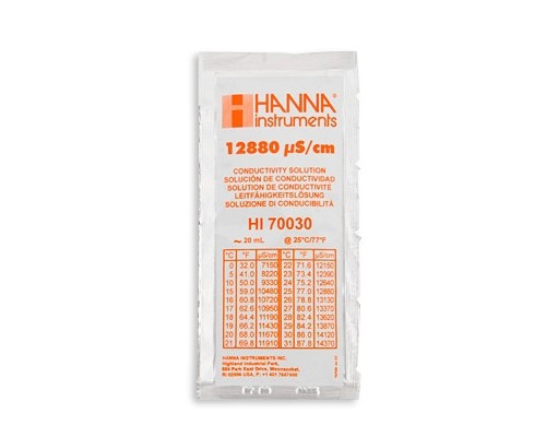 HI 70030C Розчин калібрувальний 12880 мкСм / см упак. 25 шт. по 20 мл з сертифікатом