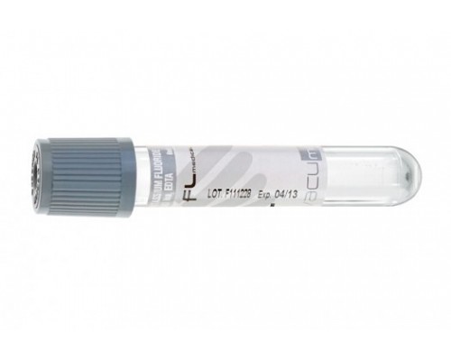 Пробірка вакуумна Vacumed 13х75 мм. стерильна K3 EDTA + фторид калію 2 мл. сіра 100 шт. упак.