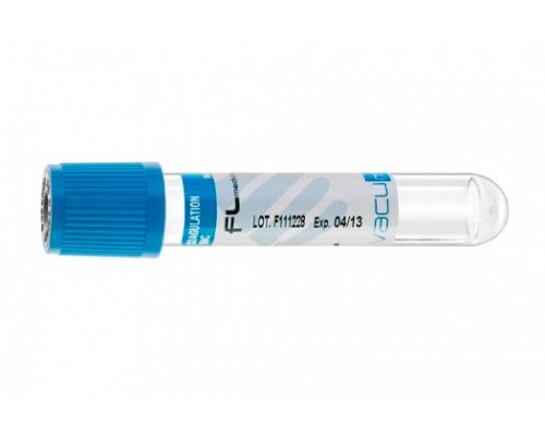 Пробірка вакуумна Vacumed 13х75 мм. стерильна цитрат Na 3,2% 3.6 мл. світло-блакитний 100 шт. упак.