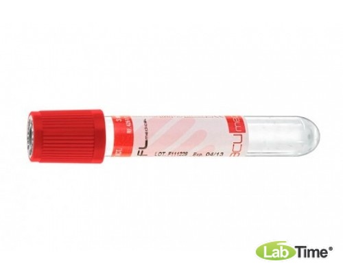 Пробирка вакуумная Vacumed 13х75 мм. стерильная с активатором свертывания 4 мл. красный 100 шт. упак.