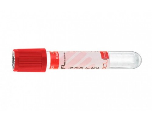 Пробірка вакуумна Vacumed 13х75 мм. стерильна з активатором згортання 4 мл. червоний 100 шт. упак.