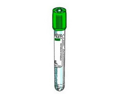 Пробірка вакуумна гель + Li-гепарин 3 мл. 13х75 зелений 100 шт. упак.