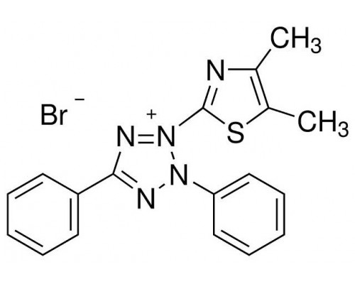 L11939 Тиазолил голубой тетразолиум бромид (3-(4,5-Dimethyl-2-thiazolyl)-2,5-diphenyl-2H-tetrazolium bromide), 98%, 5 г (Alfa)