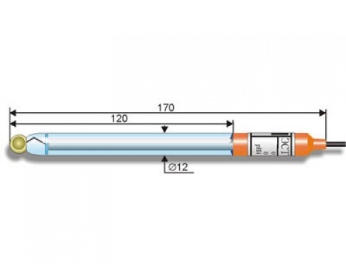 Електрод лаб. рН-вимірювальний ЕС-10301/4 (К80.7) /0..14, 20..100 С / загального призначення, для роботи при підвищеній температурі і в лужних розчинах з високим вмістом Na +